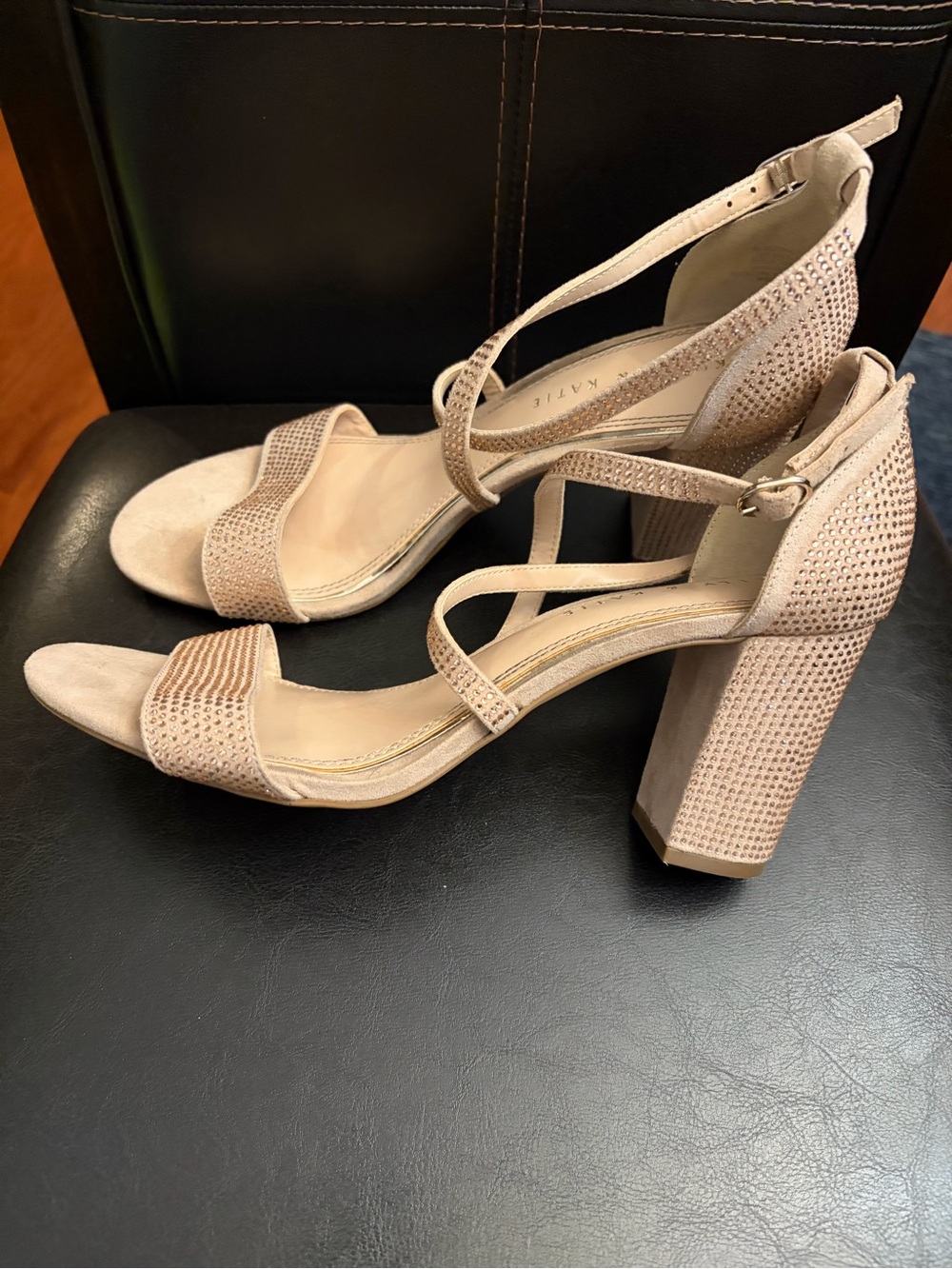 Kelly & Katie Blush Block Heel Ankle-Strap Sandals